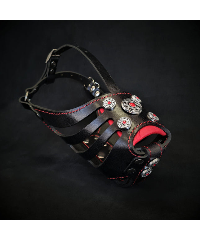 The ''Bijou'' Basket Muzzle Black & Red-0