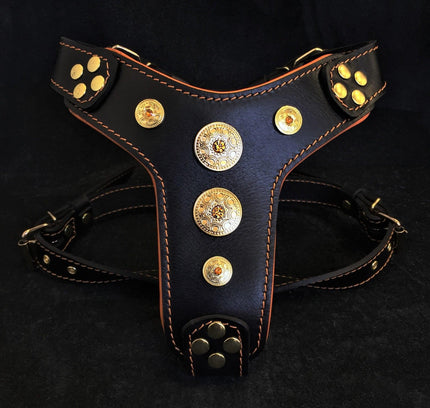 The ''Bijou'' harness Black & Orange Small to Medium Size-0