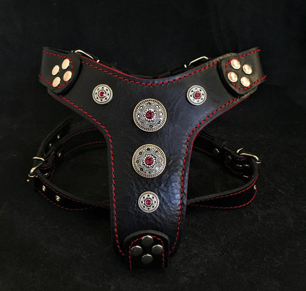 The ''Bijou'' harness Black & Red Small to Medium Size-0