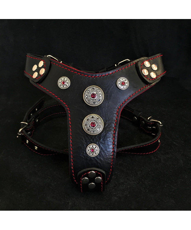 The ''Bijou'' harness Black & Red Small to Medium Size-0