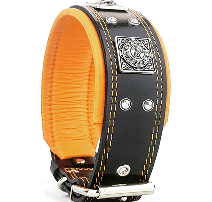 The "Eros" collar 2.5 inch wide black & orange-1