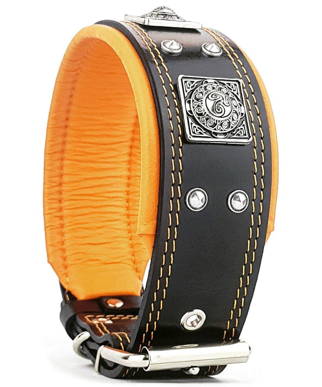 The "Eros" collar 2.5 inch wide black & orange-1