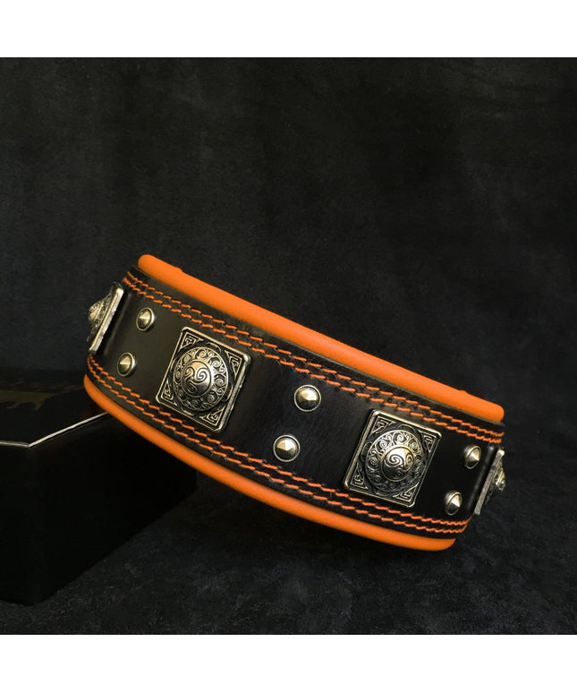 The "Eros" collar 2.5 inch wide black & orange-0