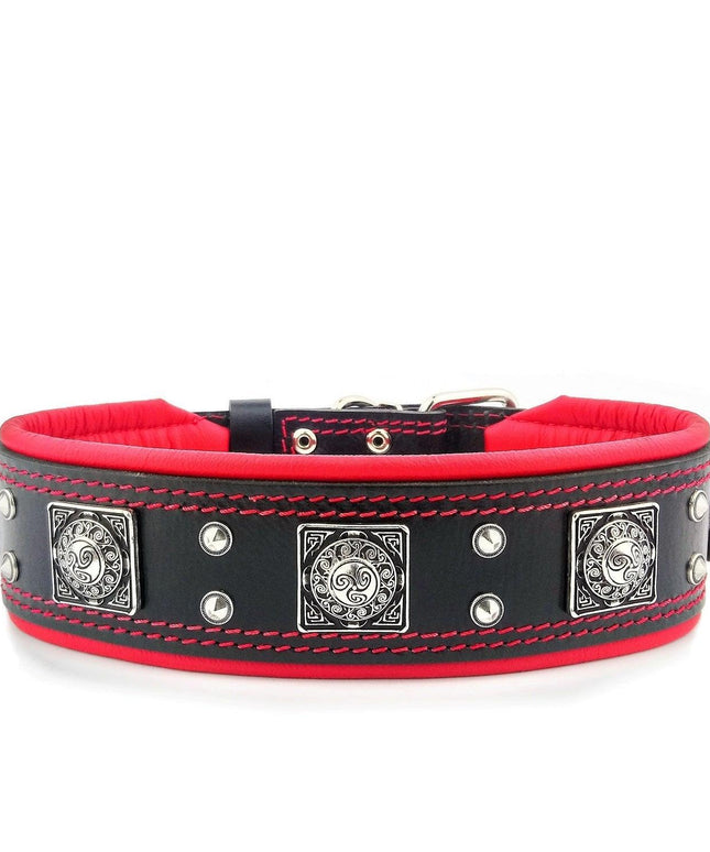 The "Eros" collar 2.5 inch wide black & red-2