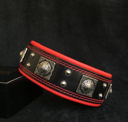 The "Eros" collar 2.5 inch wide black & red-0
