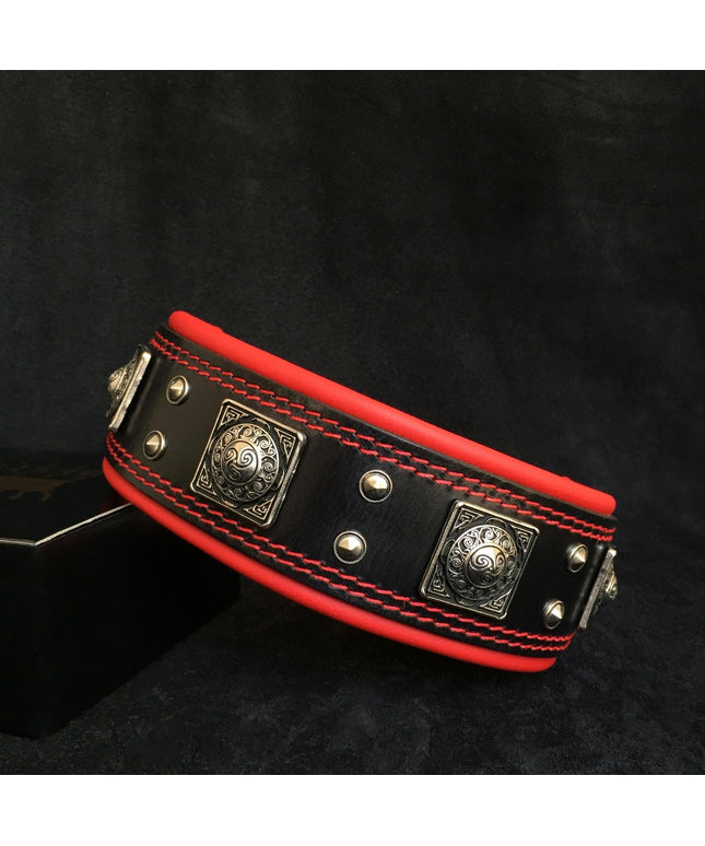 The "Eros" collar 2.5 inch wide black & red-0