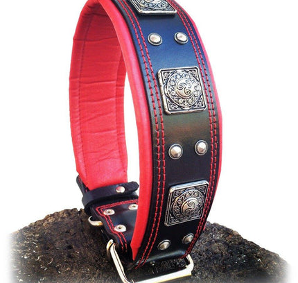 The "Eros" collar 2.5 inch wide black & red-3