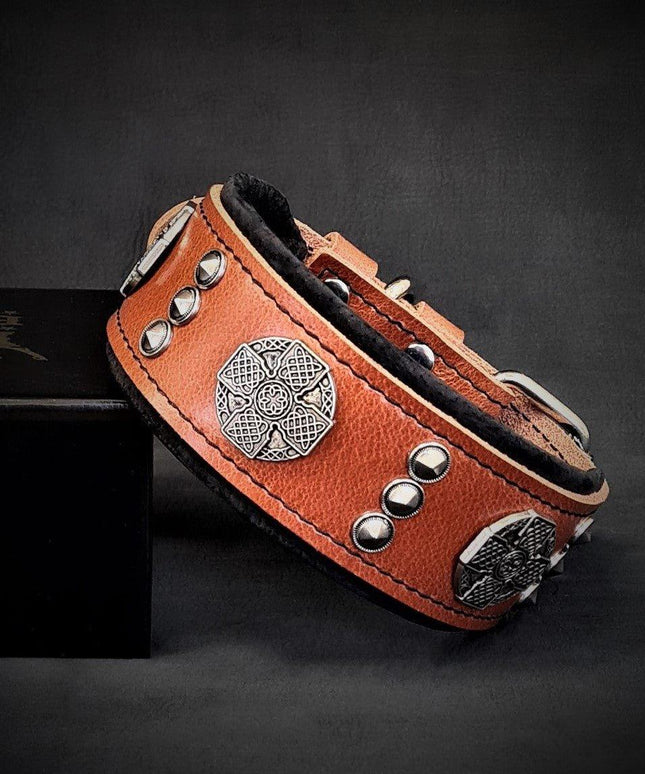 The "Maximus" collar 2 inch wide black & silver-1