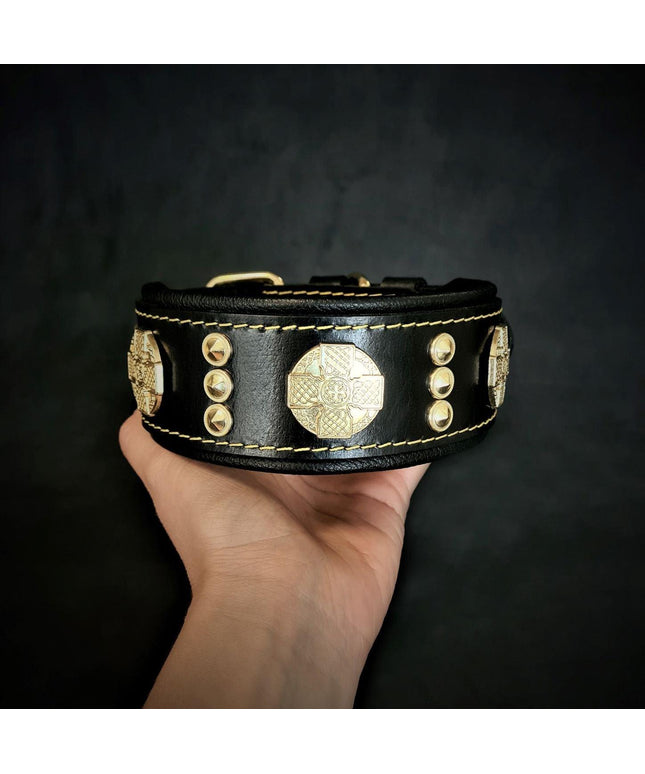 The "Maximus" collar 2 inch wide gold decoration