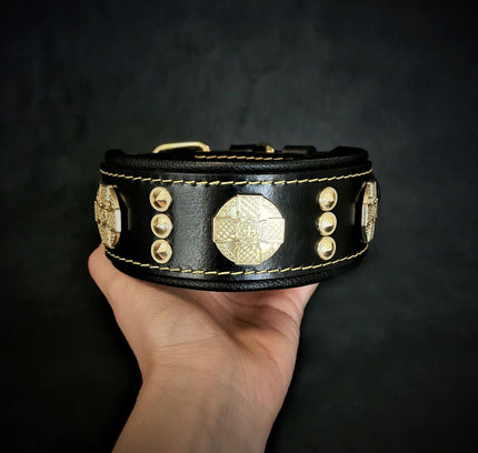 The "Maximus" collar 2 inch wide gold decoration-1