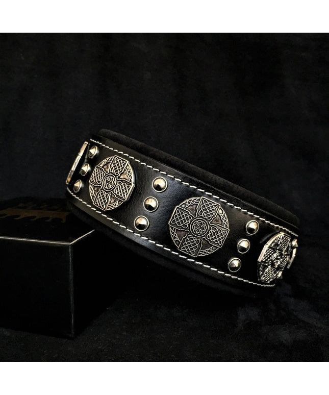 The "Maximus" collar 2.5 inch wide black & silver-0