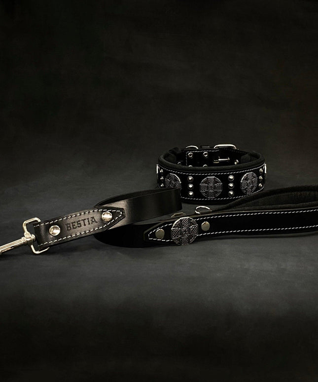 The "Maximus" collar 2.5 inch wide black & silver-4