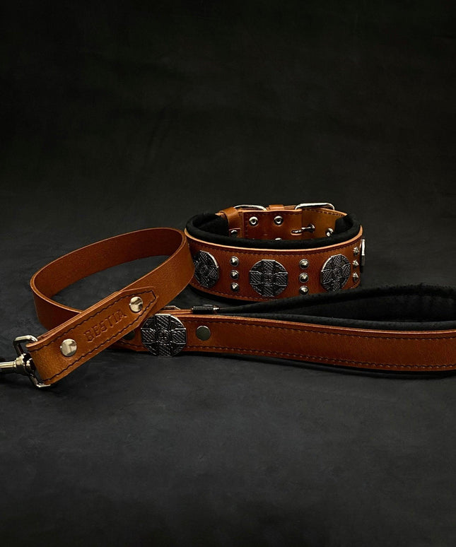 The "Maximus" collar 2.5 inch wide black & silver-3