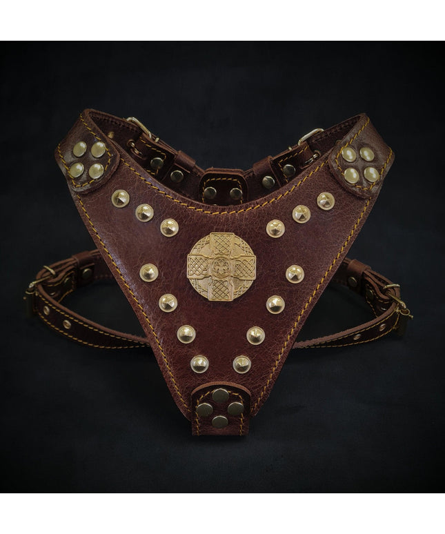The ''Maximus'' harness Brown & Gold Small to Medium Size