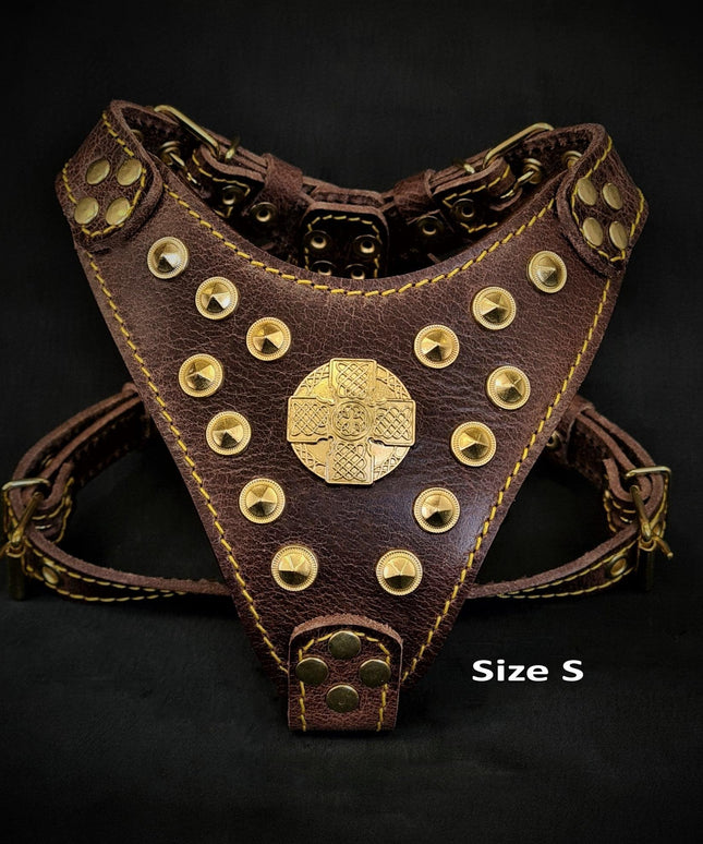 The ''Maximus'' harness Brown & Gold Small to Medium Size