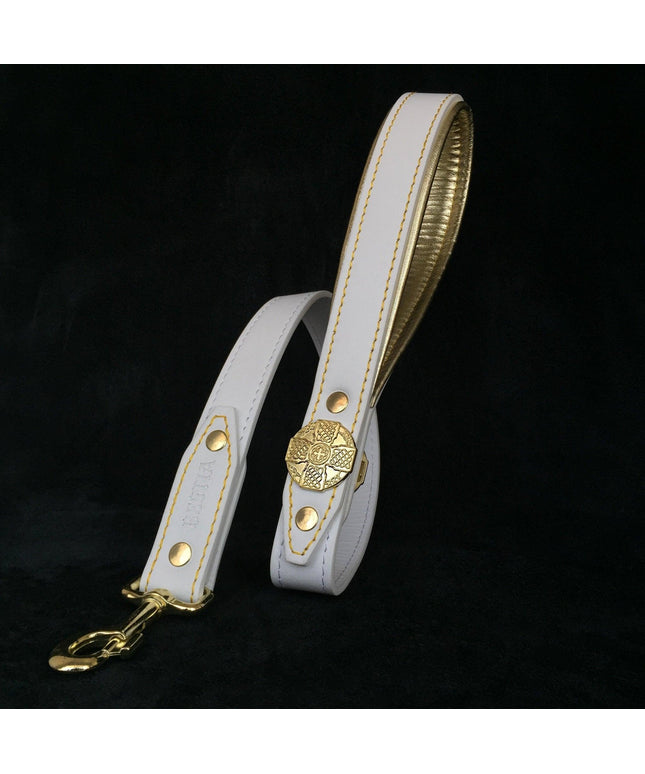 The "Maximus" leash white & gold-0