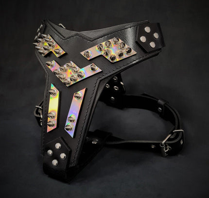 The ''Midas'' leather dog harness silver