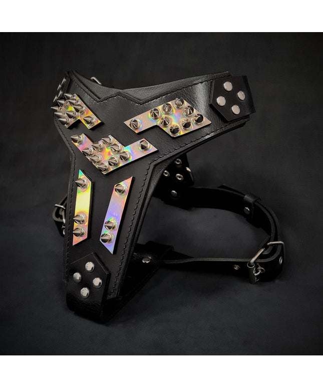 The ''Midas'' leather dog harness silver